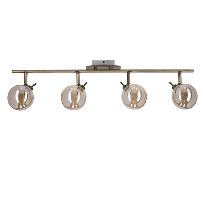 Lentini Lampa sufitowa listwa patynowy 4x40w g9 klosz bursztynowy