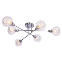 Lampa sufitowa chromowa szklany klosz z koszyczkiem 6x40W Dixi Candellux 36-61362