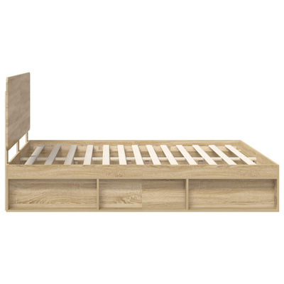 Ramka łóżka dąb Sonoma 200 x 200 cm Lite drewno sosnowe