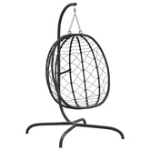 vidaXL Wiszące krzesło kokon z poduszką, antracytowe, rattan PE i stal
