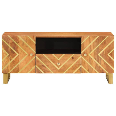 Szafka pod TV, brązowo-czarna 105x33,5x46 cm, lite drewno mango vidaXL