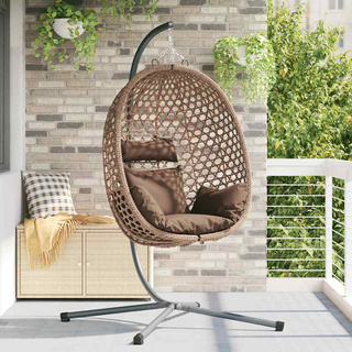 Wiszące krzesło jajo kawowy 104 x 100 x 191 cm polirattan