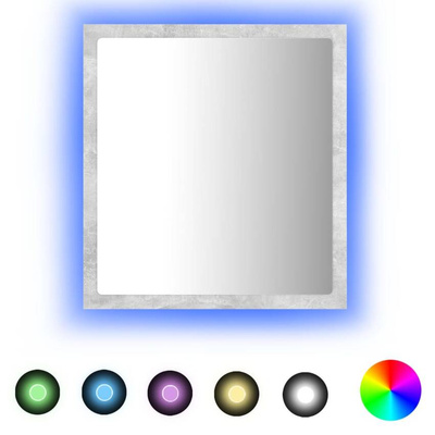 vidaXL Lustro łazienkowe LED, szarość betonu, 40x8,5x37 cm, akryl