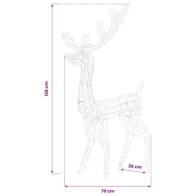 Akrylowe renifery ozdobne, 3 szt., 120 cm, niebieskie