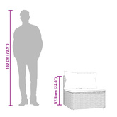 Środkowy moduł sofy z poduszkami, brązowy, polirattan