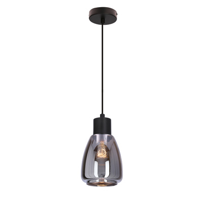 MOLDO lampa wisząca czarny 1x40W E27 klosz dymiony 31-35080