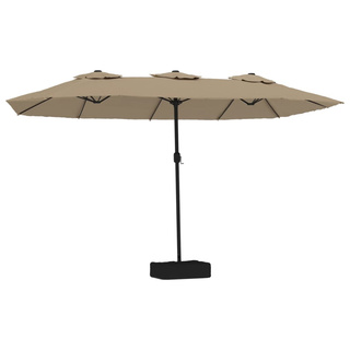 Podwójny parasol ogrodowy z LED, kolor taupe, 449x245 cm