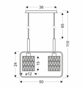 Crown Lampa Wisząca Czarny 2X40W E27 Abażur Beżowy