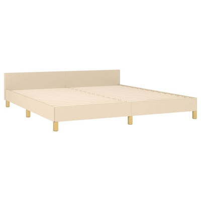 vidaXL Rama łóżka z zagłówkiem, kremowa, 180x200 cm, obita tkaniną model standard