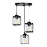 Lampa Wisząca Talerz Czarny 3X40 E27 Klosz Czarny+Kryształy Bezbarwne Glassia