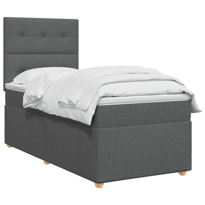 Łóżko z box spring LED z materacem ciemnoszary 100 x 200 cm
