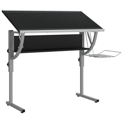 vidaXL Biurko kreślarskie, czarno-szare, 110x53x(58-87) cm