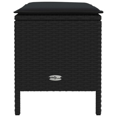 Pufa ogrodowa z poduszką Czarny 80 x 38 x 45 cm Rattan PE