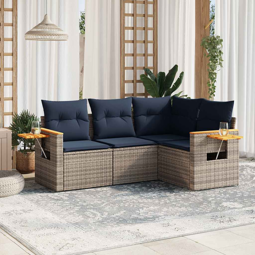4-cz. zestaw wypoczynkowy do ogrodu, z poduszkami, szary
