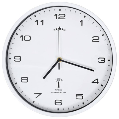 vidaXL Sterowany radiowo zegar z mechanizmem kwarcowym, 31 cm, biały