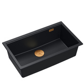 LOGAN 110 GraniteQ zlewozmywak pure carbon 76x44x23,5 cm 1-komorowy podwieszany z syfonem manualnym miedziany