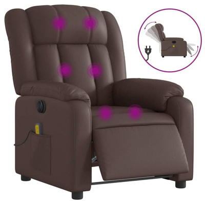 vidaXL Rozkładany fotel masujący, elektryczny, brązowy, sztuczna skóra wariant 9
