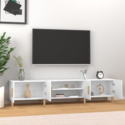 Szafka RTV Biała 180x31,5x40 cm Drewno klejone