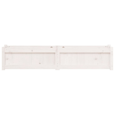 Donica ogrodowa, biała, 150x31x31 cm, lite drewno sosnowe