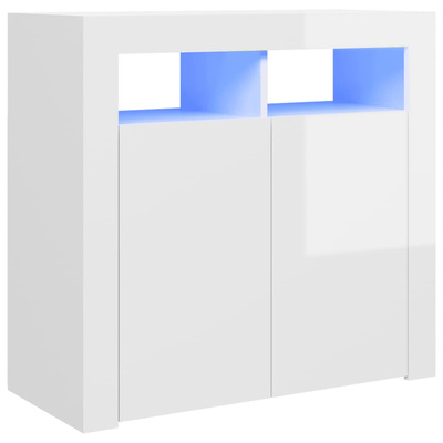 vidaXL Szafka z oświetleniem LED, biała, wysoki połysk, 80x35x75 cm