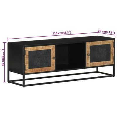 vidaXL Szafka pod TV, 110x30x40 cm, lite drewno mango i żelazo wariant 4