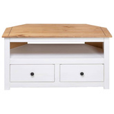 vidaXL Narożna szafka pod TV, biała, 93x49x49 cm, sosna, seria Panama