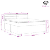 Łóżko kontynentalne z materacem jasnoszary 200 x 200 cm tkanina