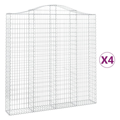 Kosze gabionowe, 4 szt, 200x30x200/220 cm, galwanizowane żelazo