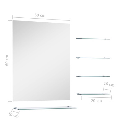vidaXL Lustro ścienne z 5 półkami, srebrne, 50x60 cm