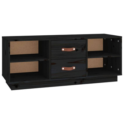 vidaXL Szafka pod TV, czarna, 100x34x40 cm, lite drewno sosnowe