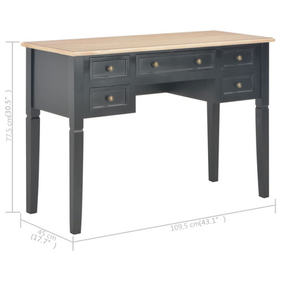 vidaXL Biurko, czarne, 109,5x45x77,5 cm, drewniane