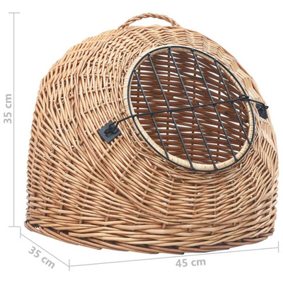vidaXL Transporter dla kota, 45x35x35 cm, naturalna wiklina