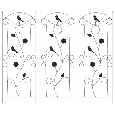 Ogrodzenie Ogrodowe 3 pcs Czarny 110 x 40 cm Stal