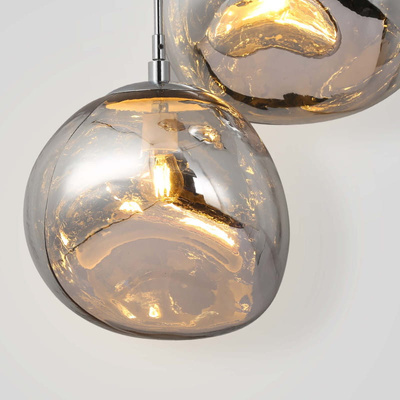 Lampa Wisząca srebrna  Szklana 3x E27 Abruzzo Sfero