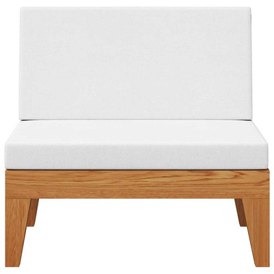 Moduł sofy środkowej, kremowe poduszki, lite drewno akacjowe