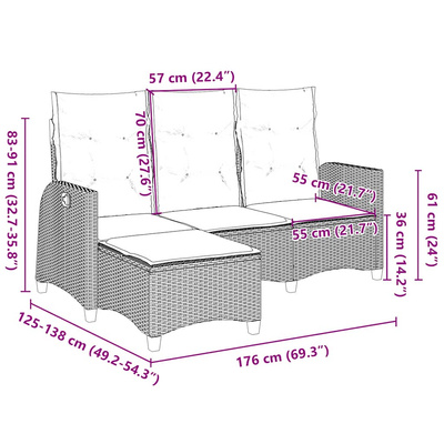 Rozkładana Sofa Ogrodowa z Poduszkami w Kształcie Litery L