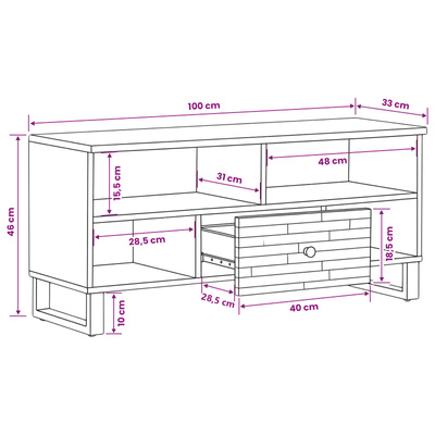 Szafka pod telewizor Brązowy 100 x 33 x 46 cm Drewno z mango