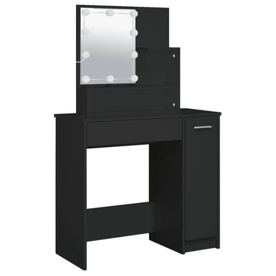 vidaXL Toaletka z oświetleniem LED, czarna, 86,5x35x136 cm