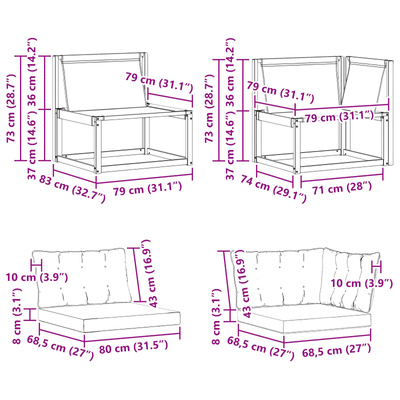 7 szt. Modułowa sofa na zewnątrz Lite Drewno Akacji Naturalny