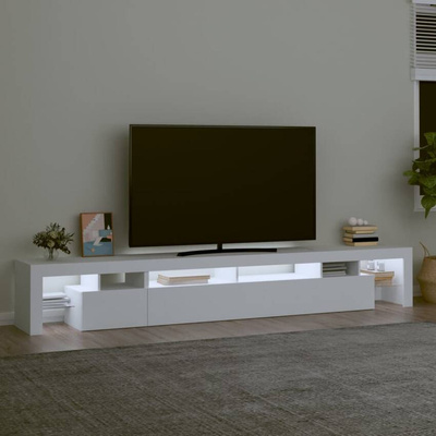 vidaXL Szafka pod TV z oświetleniem LED, biała, 260x36,5x40 cm model standard