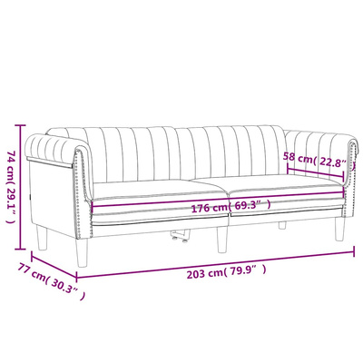 Sofa 3-osobowa, różowa, tapicerowana aksamitem