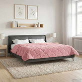 Letni Kołdra Różowy 200 x 200 cm Mikrofibra i Fleece Teddy