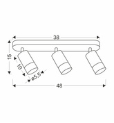 Conti lampa sufitowa listwa 3x15W GU10 czarny metal klosze czarne z drewnem nowoczesna oprawa oświetleniowa salon sypialnia kuchnia loft