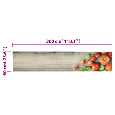 vidaXL Dywanik kuchenny z motywem pomidorów, 60x300 cm, aksamitny