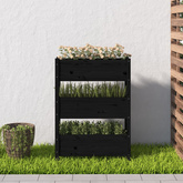vidaXL Donica, czarna, 77x25x104,5 cm, lite drewno sosnowe