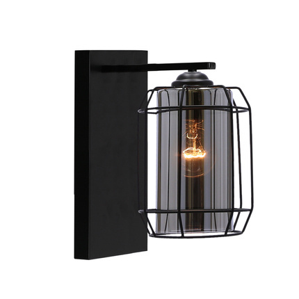 Jonera lampa kinkiet czarny P25 1X40 E27 klosz dymiony 21-08411