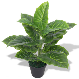 vidaXL Sztuczna kolokazja jadalna (taro) z doniczką, 45 cm, zielona
