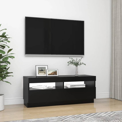vidaXL Szafka pod TV z oświetleniem LED, czarna, 100x35x40 cm