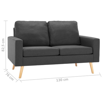 vidaXL 2-osobowa sofa, ciemnoszara, tapicerowana tkaniną