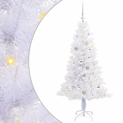 Sztuczna choinka z 150 diodami LED Biały 150 cm PVC i Stal